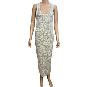 Z Supply Luna Hacci Knit Maxi Tank Dress Small Spotted Animal Print Ribbed Cozy